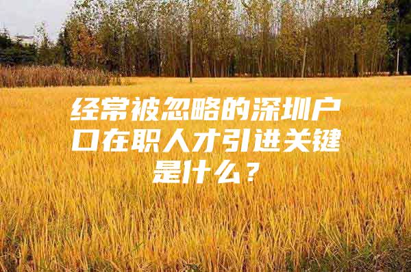 经常被忽略的深圳户口在职人才引进关键是什么？