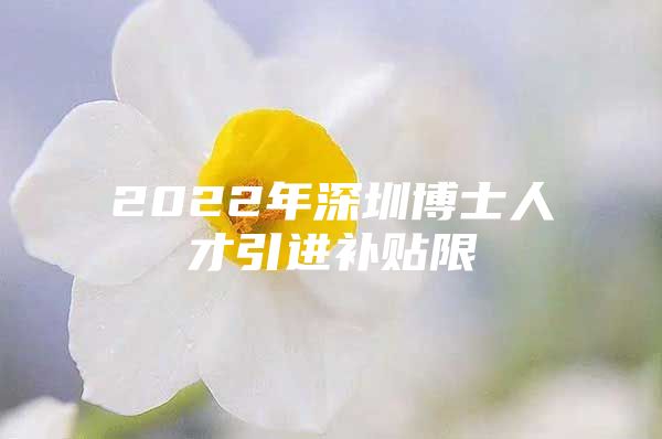 2022年深圳博士人才引进补贴限