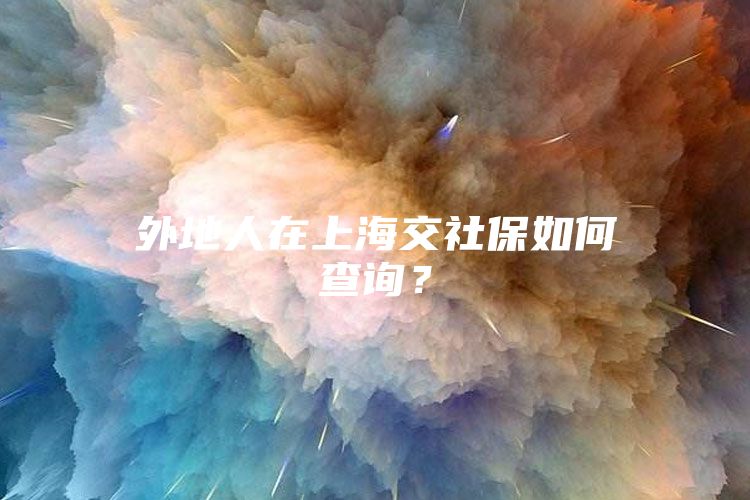 外地人在上海交社保如何查询？