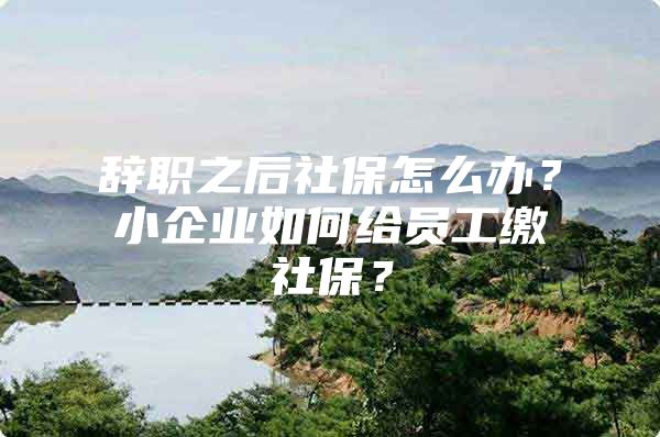 辞职之后社保怎么办？小企业如何给员工缴社保？