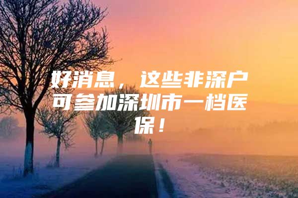 好消息，这些非深户可参加深圳市一档医保！