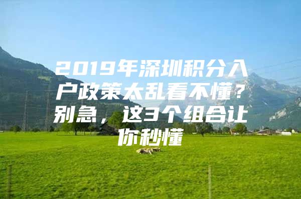 2019年深圳积分入户政策太乱看不懂？别急，这3个组合让你秒懂