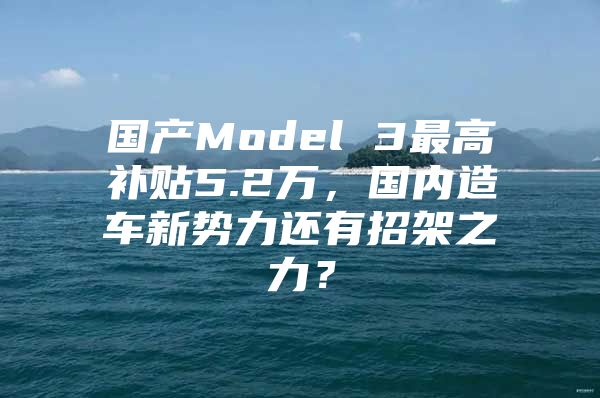 国产Model 3最高补贴5.2万，国内造车新势力还有招架之力？