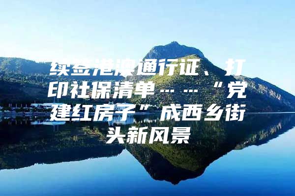 续签港澳通行证、打印社保清单……“党建红房子”成西乡街头新风景