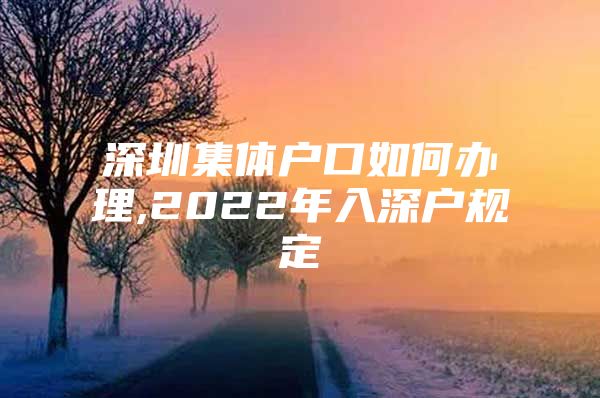 深圳集体户口如何办理,2022年入深户规定