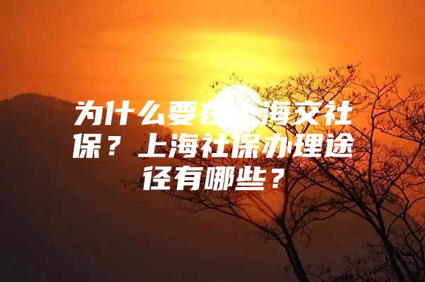 为什么要在上海交社保？上海社保办理途径有哪些？