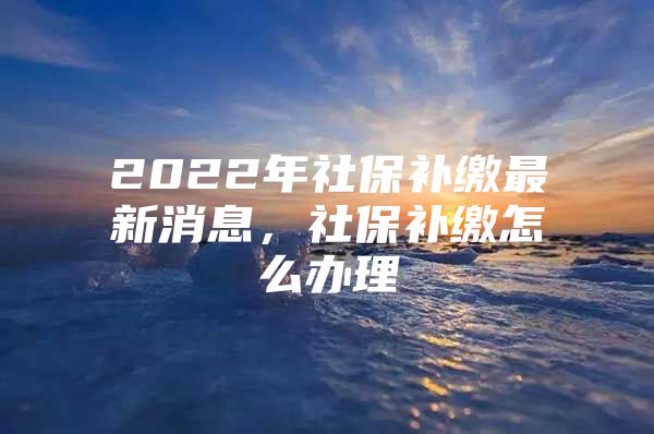 2022年社保补缴最新消息，社保补缴怎么办理