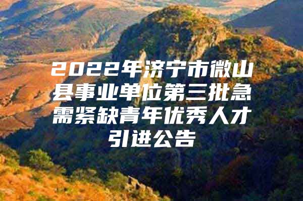 2022年济宁市微山县事业单位第三批急需紧缺青年优秀人才引进公告