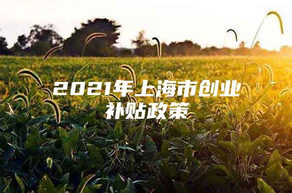 2021年上海市创业补贴政策