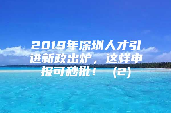 2019年深圳人才引进新政出炉，这样申报可秒批！ (2)