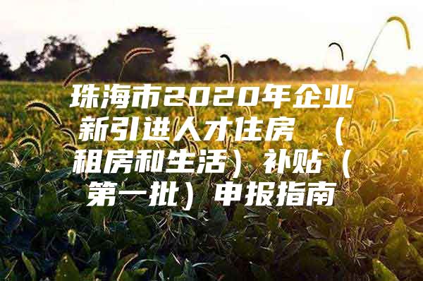 珠海市2020年企业新引进人才住房 （租房和生活）补贴（第一批）申报指南