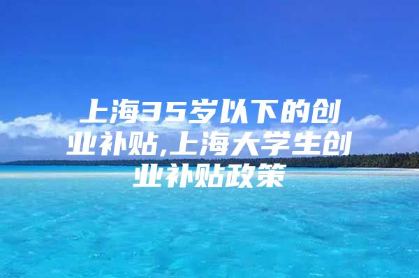 上海35岁以下的创业补贴,上海大学生创业补贴政策