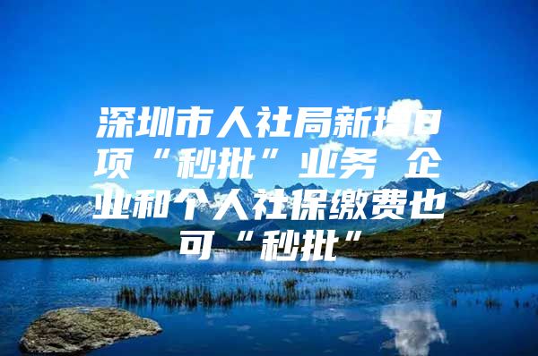 深圳市人社局新增8项“秒批”业务 企业和个人社保缴费也可“秒批”