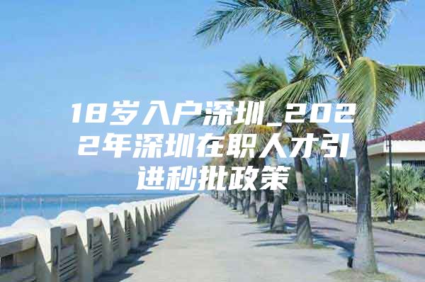 18岁入户深圳_2022年深圳在职人才引进秒批政策