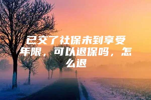 已交了社保未到享受年限，可以退保吗，怎么退