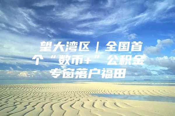 瞭望大湾区｜全国首个“数币+”公积金专窗落户福田