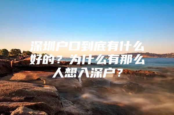 深圳户口到底有什么好的？为什么有那么人想入深户？