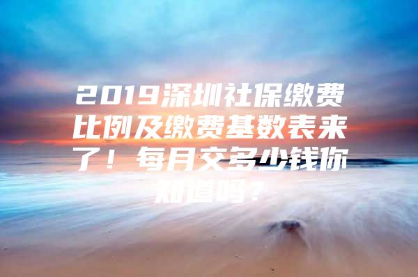 2019深圳社保缴费比例及缴费基数表来了！每月交多少钱你知道吗？