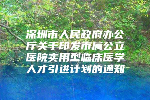 深圳市人民政府办公厅关于印发市属公立医院实用型临床医学人才引进计划的通知