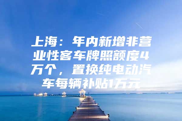 上海：年内新增非营业性客车牌照额度4万个，置换纯电动汽车每辆补贴1万元