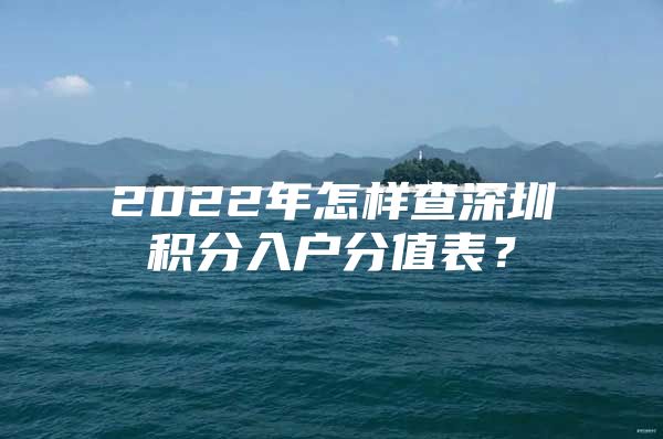 2022年怎样查深圳积分入户分值表？