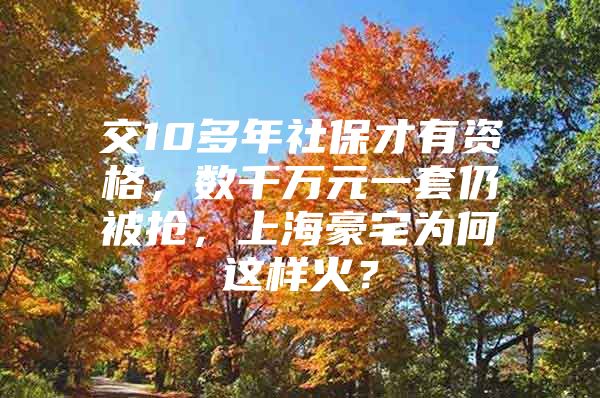 交10多年社保才有资格，数千万元一套仍被抢，上海豪宅为何这样火？