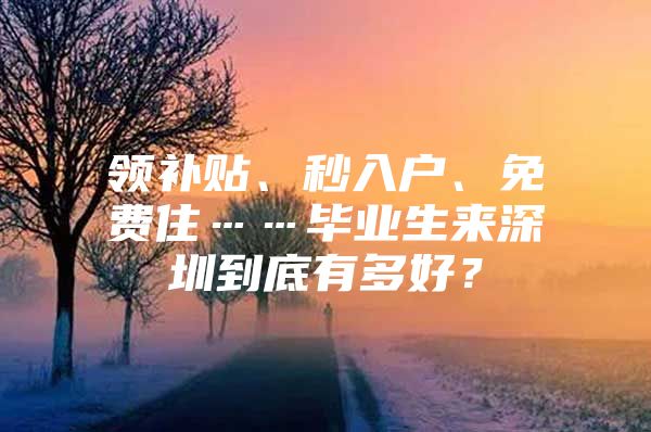 领补贴、秒入户、免费住……毕业生来深圳到底有多好？