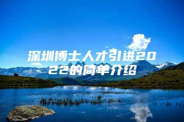 深圳博士人才引进2022的简单介绍