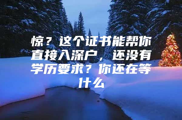 惊？这个证书能帮你直接入深户，还没有学历要求？你还在等什么