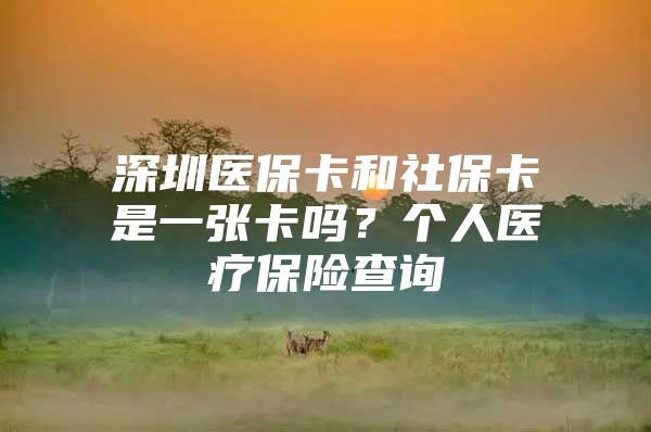 深圳医保卡和社保卡是一张卡吗？个人医疗保险查询