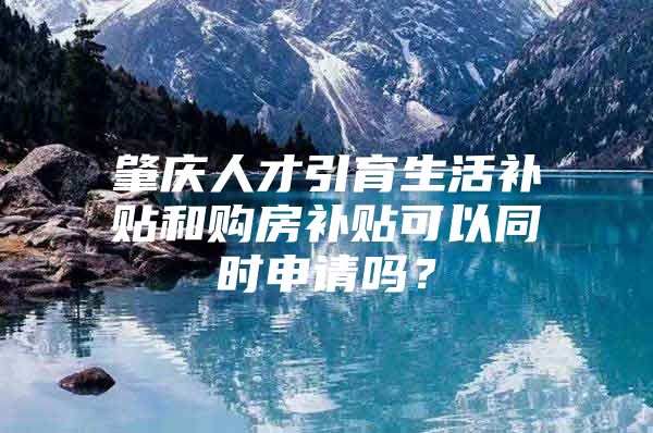 肇庆人才引育生活补贴和购房补贴可以同时申请吗？