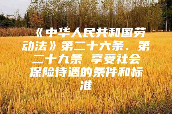 《中华人民共和国劳动法》第二十六条、第二十九条 享受社会保险待遇的条件和标准