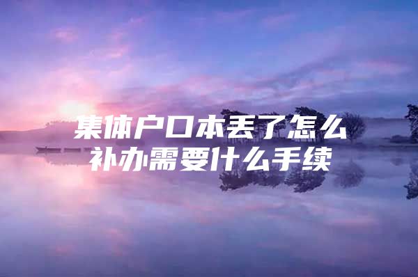 集体户口本丢了怎么补办需要什么手续