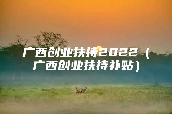 广西创业扶持2022（广西创业扶持补贴）