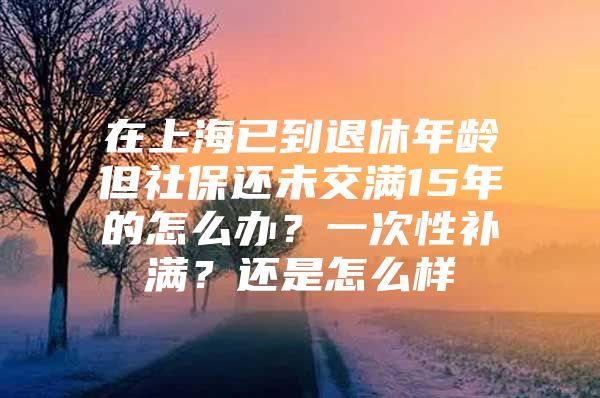 在上海已到退休年龄但社保还未交满15年的怎么办？一次性补满？还是怎么样