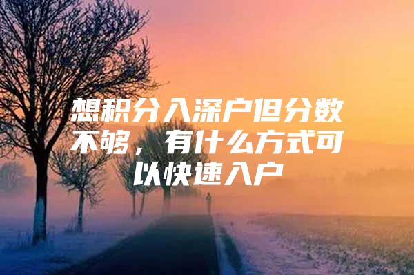 想积分入深户但分数不够，有什么方式可以快速入户