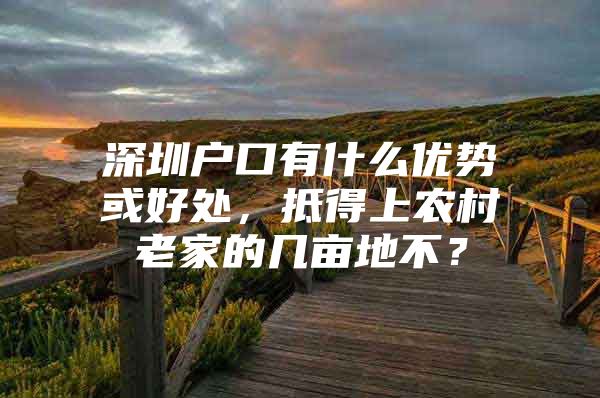 深圳户口有什么优势或好处，抵得上农村老家的几亩地不？