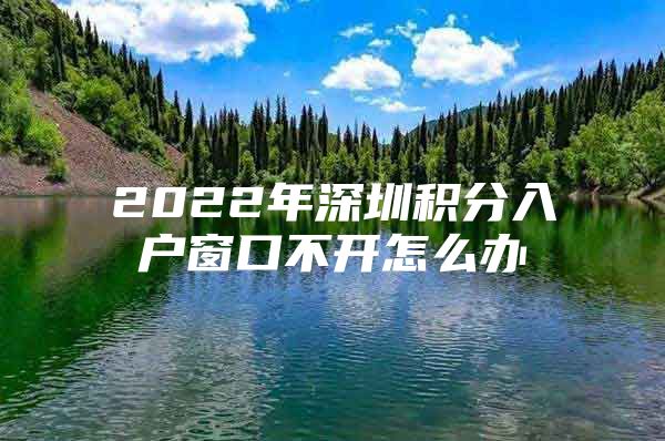 2022年深圳积分入户窗口不开怎么办