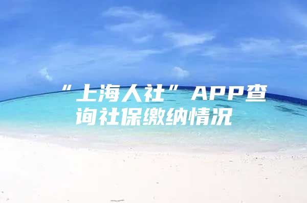 “上海人社”APP查询社保缴纳情况