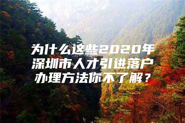 为什么这些2020年深圳市人才引进落户办理方法你不了解？