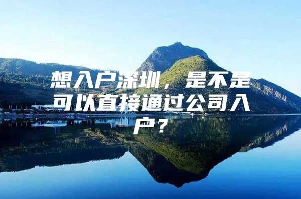 想入户深圳，是不是可以直接通过公司入户？