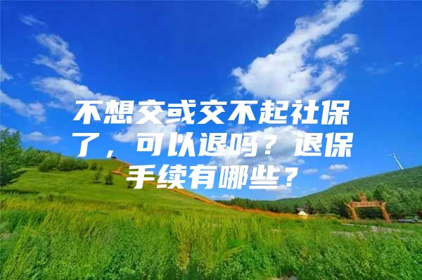 不想交或交不起社保了，可以退吗？退保手续有哪些？