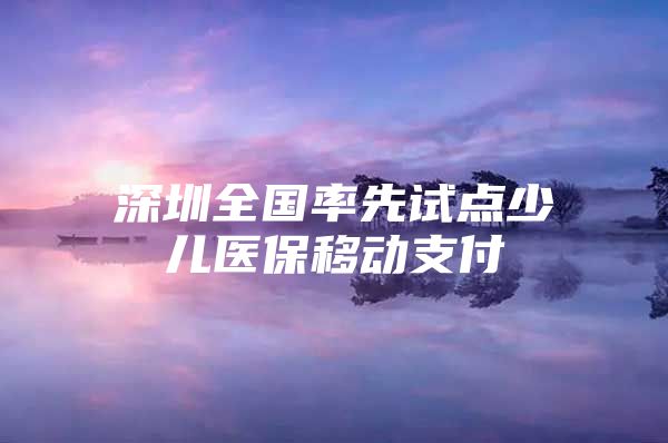 深圳全国率先试点少儿医保移动支付