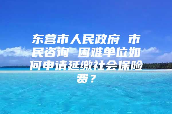 东营市人民政府 市民咨询 困难单位如何申请延缴社会保险费？