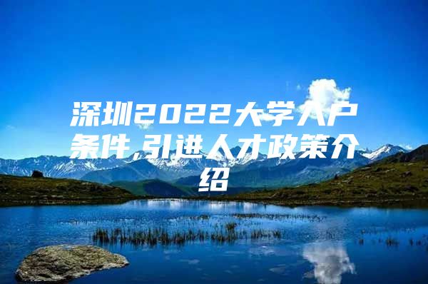 深圳2022大学入户条件,引进人才政策介绍