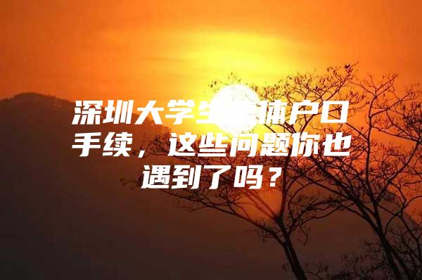 深圳大学生集体户口手续，这些问题你也遇到了吗？