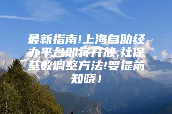 最新指南!上海自助经办平台即将开放,社保基数调整方法!要提前知晓！