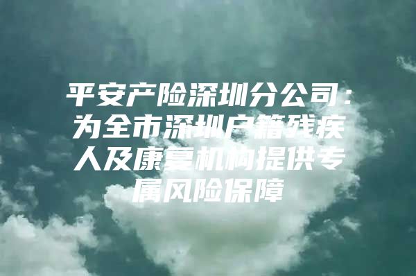 平安产险深圳分公司：为全市深圳户籍残疾人及康复机构提供专属风险保障