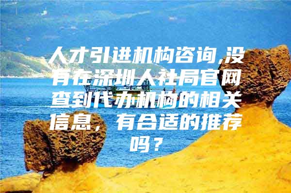 人才引进机构咨询,没有在深圳人社局官网查到代办机构的相关信息，有合适的推荐吗？