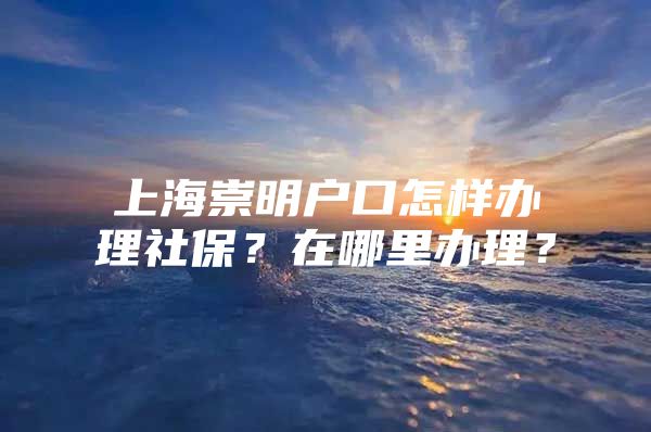 上海崇明户口怎样办理社保？在哪里办理？